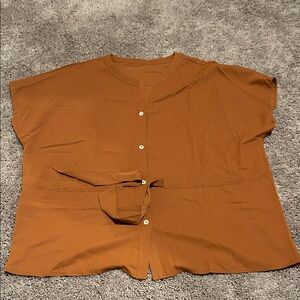 Women's Brown Button-Up Top